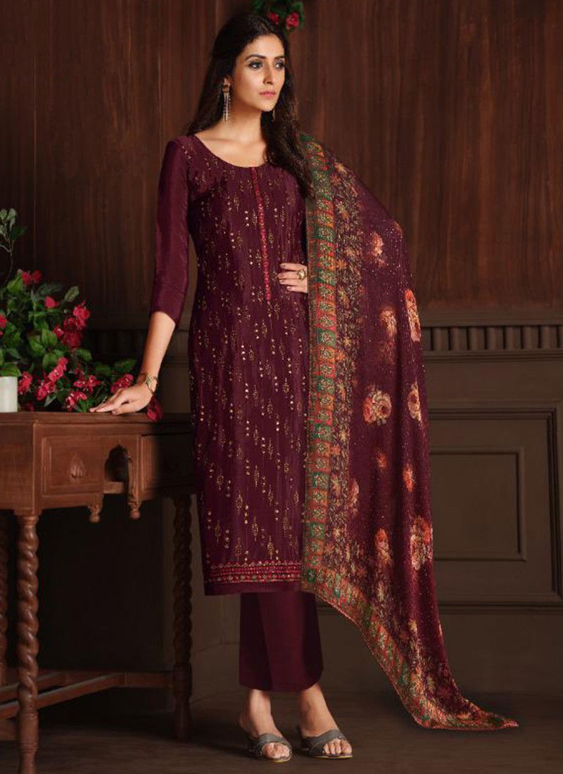 VIPUL RUBY Fancy Designer Festive Wear Chinnon Embroidery Work Salwar Suit Collection